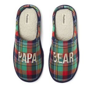 Dearfoams Papa Bear Comfort Slippers, Sizes Multicolor Green/Red US 9-10